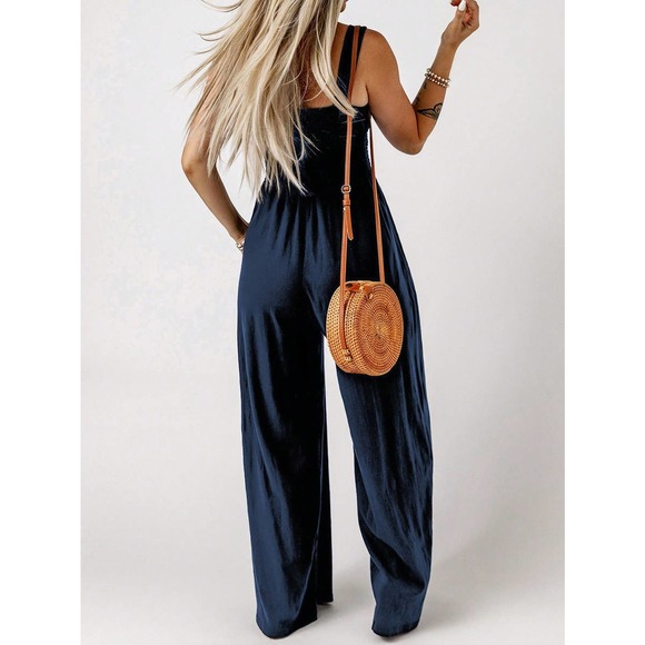 🌟 boho Cami strap smocked bust Wide Leg Jumpsuit with pockets - Picture 11 of 11